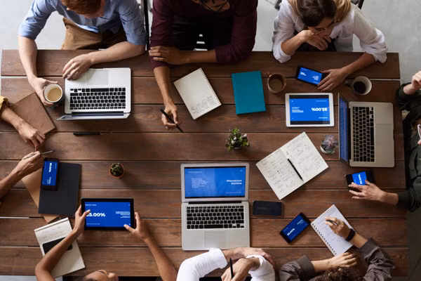 Modern corporate office meeting